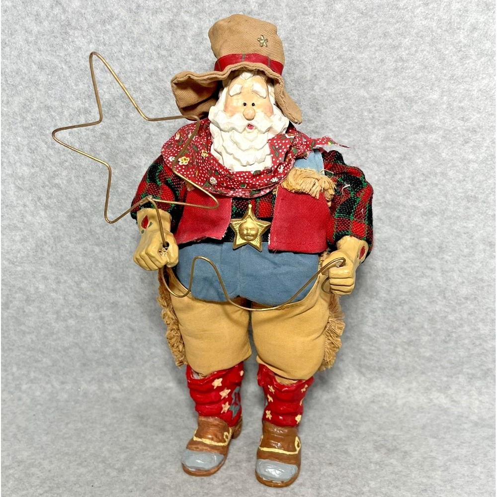 Kurt S Adler Western Santa Claus Cowboy Lasso Star Country Boots‎ Holiday Decor
